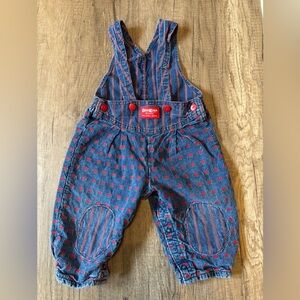 Vintage 80s 90s Oshkosh B’Gosh Overalls Vestbak Red Tulip Patches Size 24M